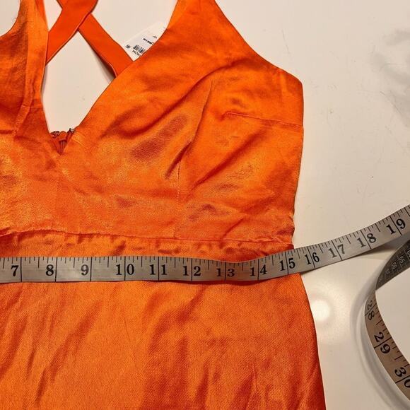 Bardot Ambroise One Shoulder Satin Dress in Burnt Orange NWT Large - Picture 11 of 12